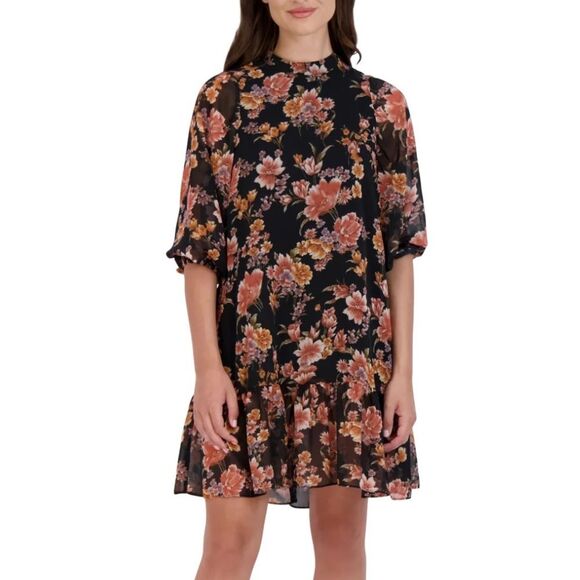 JULIA JORDAN LONG SLEEVE MOCK NECK EASY DRESS 8 - Picture 1 of 7